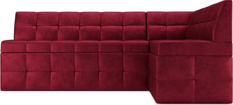 Кухонный угловой диван «Атлас» Бархат красный Star velvet 3 dark red, правый, 172 х 95 см