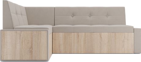 Кухонный угловой диван «Бали» Бархат бежевый Star velvet 6 light beige, левый, 194 х 118 см