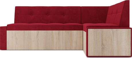Кухонный угловой диван «Бали» Кордрой красный, правый, 194 х 118 см