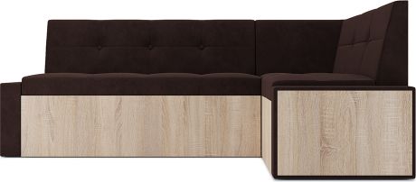Кухонный угловой диван «Бали» Велюр шоколад HB-178 16, правый,174 х 98 см