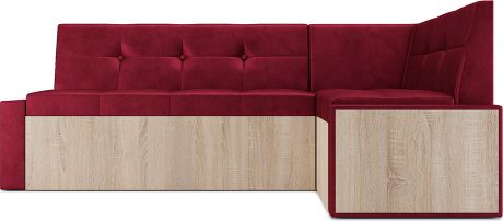 Кухонный угловой диван «Бали» Бархат красный Star velvet 3 dark red, правый,174 х 98 см