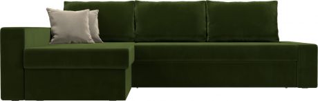 Угловой диван-кровать «Версаль» ЗеленыйБежевый, Микровельвет, левый