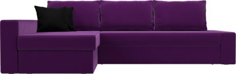 Угловой диван-кровать «Версаль» ФиолетовыйЧерный, Микровельвет, левый