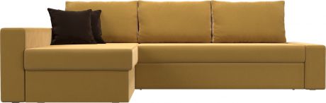 Угловой диван-кровать «Версаль» Желтыйкоричневый, Микровельвет, левый