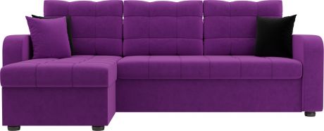 Угловой диван-кровать «Ливерпуль» Фиолетовый, Микровельвет, левый