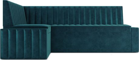 Кухонный угловой диван «Версаль» Бархат сине-зеленый Star velvet 43 black green, левый,170 х 90 см