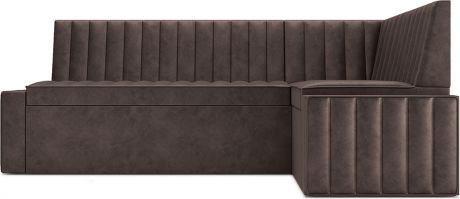 Кухонный угловой диван «Версаль» Бархат серо-шоколадный Star velvet 60 cofee, правый,190 х 110 см