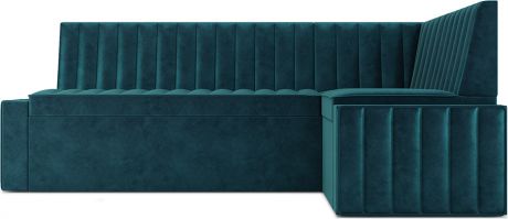 Кухонный угловой диван «Версаль» Бархат сине-зеленый Star velvet 43 black green, правый,170 х 90 см