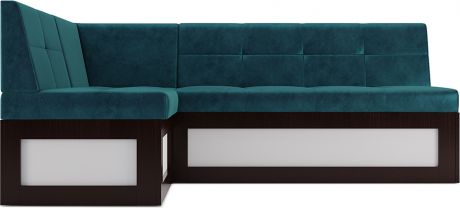 Кухонный угловой диван «Нойс» Бархат сине-зеленый Star velvet 43 black green, левый,187 х 117 см