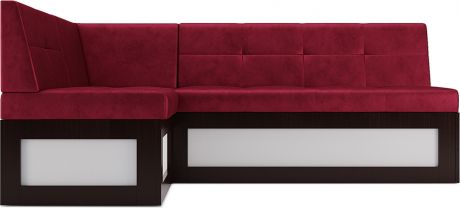 Кухонный угловой диван «Нойс» Бархат красный Star velvet 3 dark red, левый,187 х 117 см