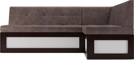 Кухонный угловой диван «Нойс» Бархат серо-шоколадный Star velvet 60 cofee, правый,167 х 97 см