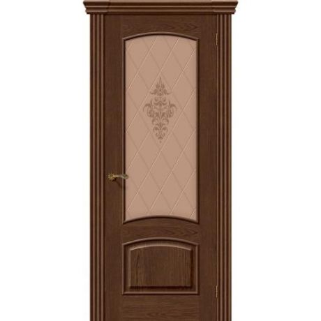 Дверь межкомнатная шпонированная коллекция Элит, Амальфи, 2000х800х40 мм., остекленная Художественное, виски (Т-32)