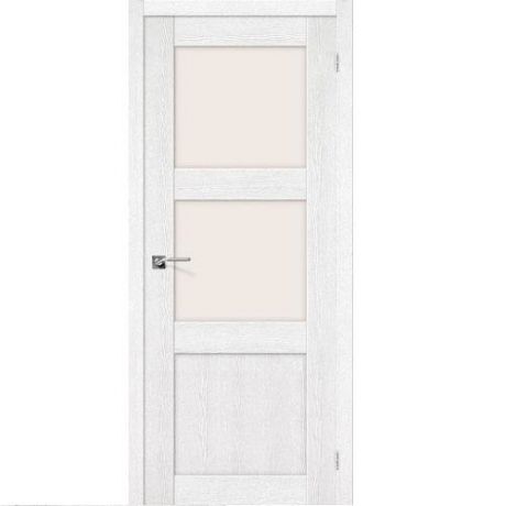 Дверь межкомнатная эко шпон коллекция Porta, Порта-4, 2000х800х40 мм., остекленная, СТ-Magic Fog, Argento