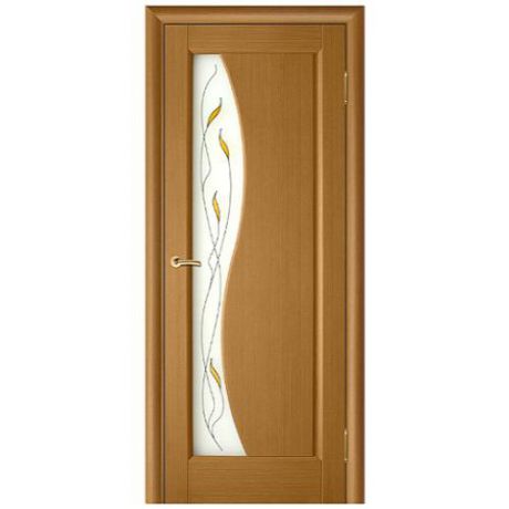 Дверь межкомнатная шпонированная коллекция Комфорт, Руссо, 2000х600х40 мм., остекленная левая Сатинато Полимер, орех (Ф-11)