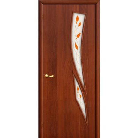 Дверь межкомнатная ламинированная, коллекция 10, 8П, 2000х600х40 мм., правая, остекленная, СТ-Полимер, ИталОрех (Л-11)
