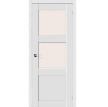 Дверь межкомнатная ПВХ коллекция Porta, Порта-4, 2000х400х40 мм., остекленная, СТ-Сатинато, Белый (П-23)