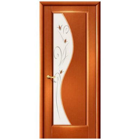 Дверь межкомнатная шпонированная коллекция Элит, Элиза, 2000х600х40 мм., остекленная Художественное с фьюзингом, анегри (Т-33)