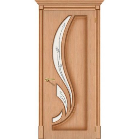 Дверь межкомнатная шпонированная коллекция Стандарт, Лилия, 2000х600х40 мм., остекленная Сатинато, дуб (Ф-01)