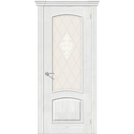 Дверь межкомнатная шпонированная коллекция Элит, Амальфи, 2000х900х40 мм., остекленная Художественное, жемчуг (Т-23)