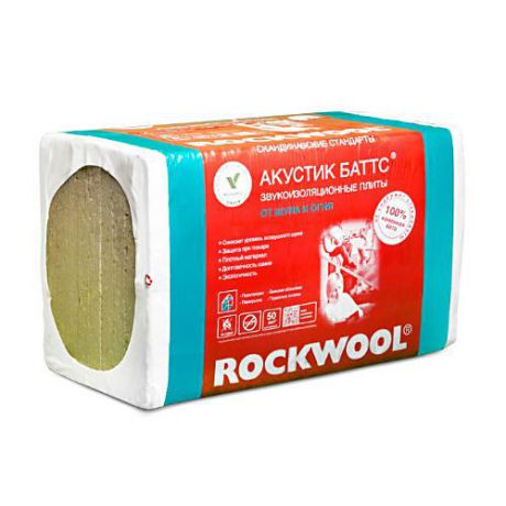 Утеплитель Акустик Баттс, 1000х600х50 мм Rockwool (Роквул)