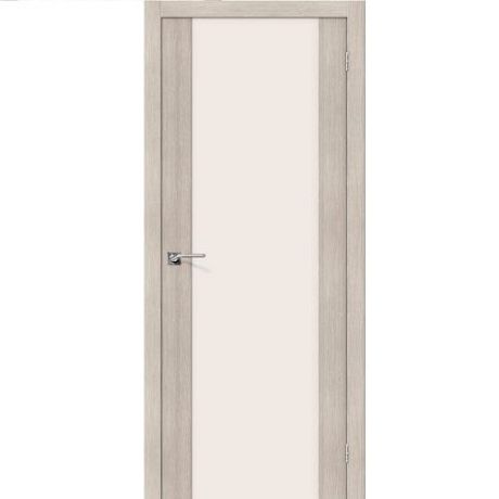 Дверь межкомнатная эко шпон коллекция Legno, L-13, 2000х800х40 мм., остекленная, СТ-Magic Fog, Cappuccino Melinga