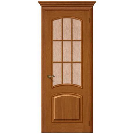 Дверь межкомнатная шпонированная коллекция Комфорт, Капри-3 Люкс, 2000х900х40 мм., остекленная Рифленое, золотой орех (Д-24)