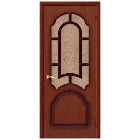 Дверь межкомнатная шпонированная коллекция Стандарт, Соната, 2000х700х40 мм., остекленная Рифленое, макоре (Ф-15)
