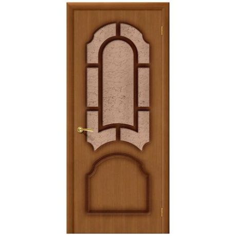Дверь межкомнатная шпонированная коллекция Стандарт, Соната, 2000х900х40 мм., остекленная Рифленое, орех (Ф-11)