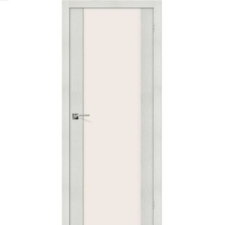 Дверь межкомнатная эко шпон коллекция Legno, L-13, 2000х600х40 мм., остекленная, СТ-Magic Fog, Bianco Melinga