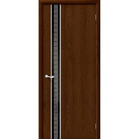 Дверь межкомнатная ламинированная, коллекция 10, 33Х, 2000х800х40 мм., глухая, черное зеркало художественное, ИспанОрех (Л-10)