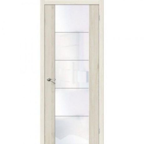 Дверь межкомнатная эко шпон коллекция Vetro, V4, 2000х800х40 мм., остекленная, CT-White Waltz, Luce
