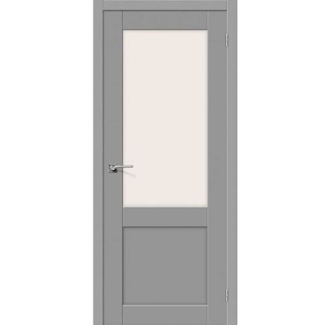 Дверь межкомнатная ПВХ коллекция Porta, Порта-2, 2000х600х40 мм., остекленная, СТ-Сатинато, Серый (П-16)