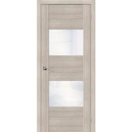Дверь межкомнатная эко шпон коллекция Vetro, VG2, 2000х400х40 мм., остекленная, CT-White Pearl, Cappuccino Melinga
