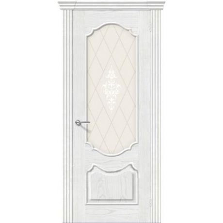 Дверь межкомнатная шпонированная коллекция Элит, Париж, 2000х600х40 мм., остекленная Художественное, жемчуг (Т-23)
