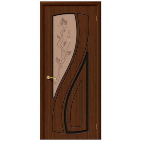 Дверь межкомнатная шпонированная коллекция Стандарт, Лагуна, 2000х700х40 мм., остекленная Художественное, шоколад (Ф-17)