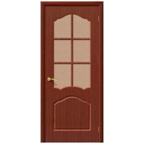 Дверь межкомнатная шпонированная коллекция Стандарт, Каролина, 2000х600х40 мм., остекленная Рифленое, макоре (Ф-15)
