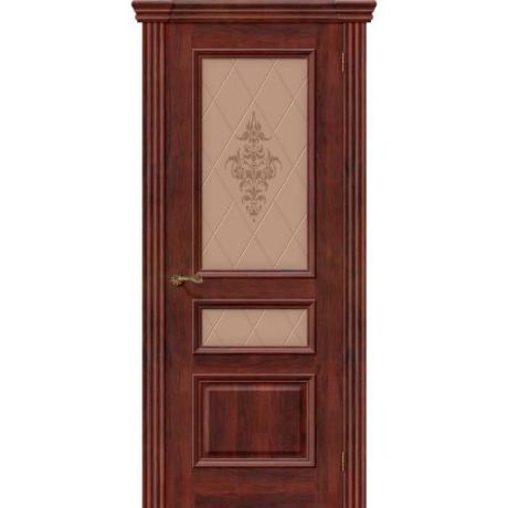 Дверь межкомнатная шпонированная коллекция Элит, Вена, 2000х800х40 мм., остекленная Художественное, красное дерево (Т-35)