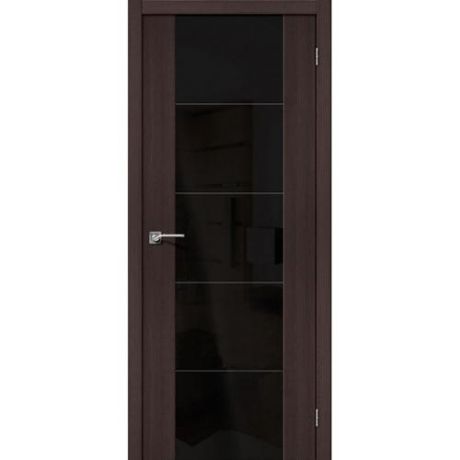 Дверь межкомнатная эко шпон коллекция Vetro, V4, 2000х400х40 мм., остекленная, CT-Black Star, Wenge Melinga