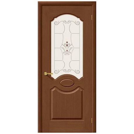 Дверь межкомнатная шпонированная коллекция Комфорт, Селена, 2000х900х40 мм., остекленная Художественное, орех (Ф-12)