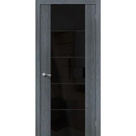 Дверь межкомнатная эко шпон коллекция Vetro, V4, 2000х600х40 мм., остекленная, CT-Black Star, Ego