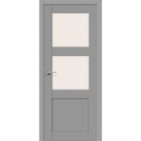 Дверь межкомнатная ПВХ коллекция Porta, Порта-4, 2000х700х40 мм., остекленная, СТ-Сатинато, Серый (П-16)