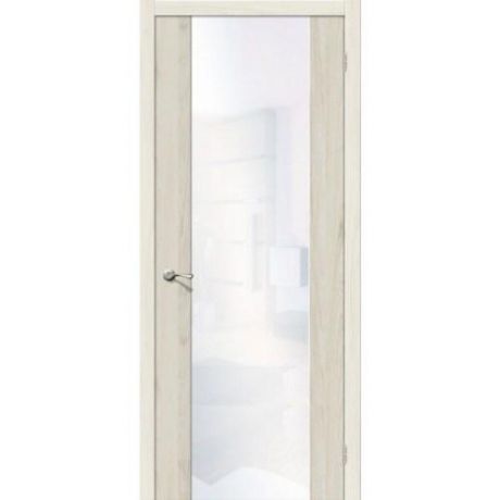 Дверь межкомнатная эко шпон коллекция Vetro, V1, 2000х700х40 мм., остекленная, CT-White Waltz, Luce