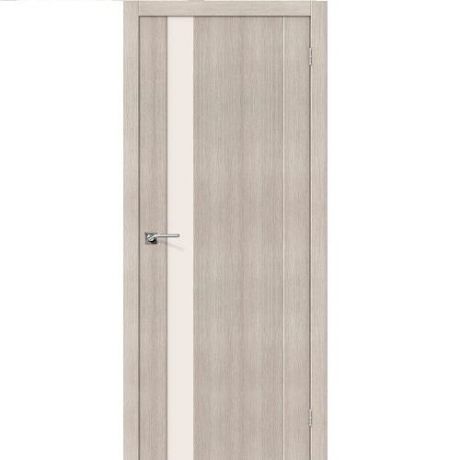 Дверь межкомнатная эко шпон коллекция Legno, L-11, 2000х900х40 мм., остекленная, СТ-Magic Fog, Cappuccino Melinga