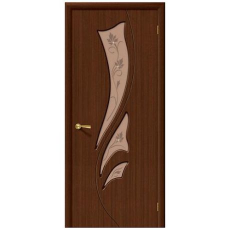 Дверь межкомнатная шпонированная коллекция Стандарт, Эксклюзив, 2000х900х40 мм., остекленная Художественное, шоколад (Ф-17)