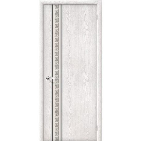 Дверь межкомнатная ламинированная, коллекция 10, 36Х, 2000х800х40 мм., глухая, белое зеркало художественное, Сканди (Л-09)
