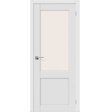 Дверь межкомнатная ПВХ коллекция Porta, Порта-2, 2000х400х40 мм., остекленная, СТ-Сатинато, Белый (П-23)