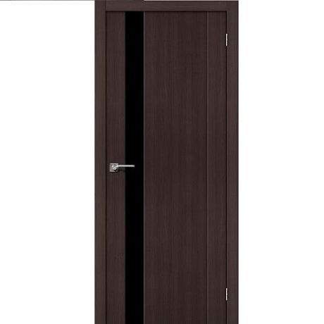 Дверь межкомнатная эко шпон коллекция Legno, L-11, 2000х600х40 мм., остекленная, СТ-Black Star, Wenge Melinga
