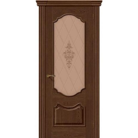 Дверь межкомнатная шпонированная коллекция Элит, Париж, 2000х600х40 мм., остекленная Художественное, виски (Т-32)
