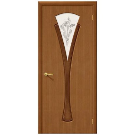 Дверь межкомнатная шпонированная коллекция Стандарт, Флора, 1900х550х40 мм., остекленная Витраж, орех (Ф-11)