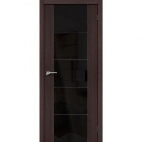 Дверь межкомнатная эко шпон коллекция Vetro, V4, 2000х600х40 мм., остекленная, CT-Black Star, Noce